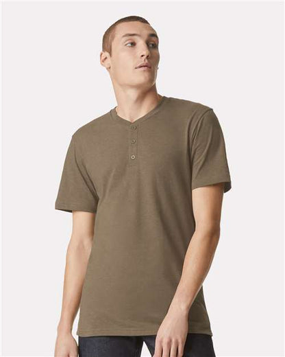 Custom Embroidered  American Apparel CVC Henley Tee 2004CVC  
