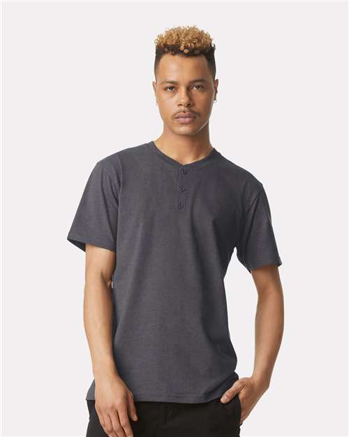 Custom Embroidered  American Apparel CVC Henley Tee 2004CVC  