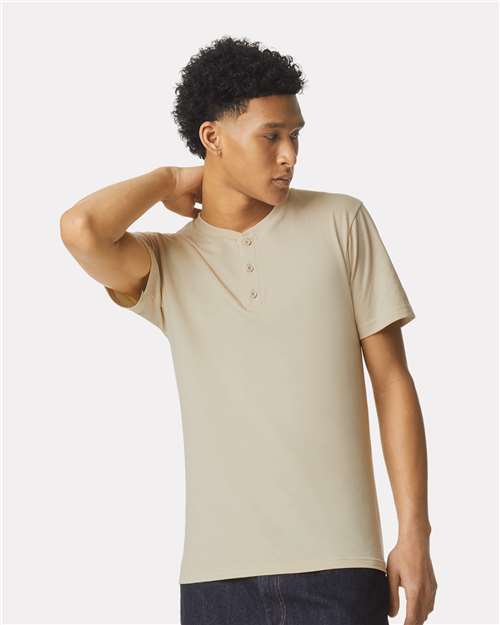 Custom Embroidered  American Apparel CVC Henley Tee 2004CVC  