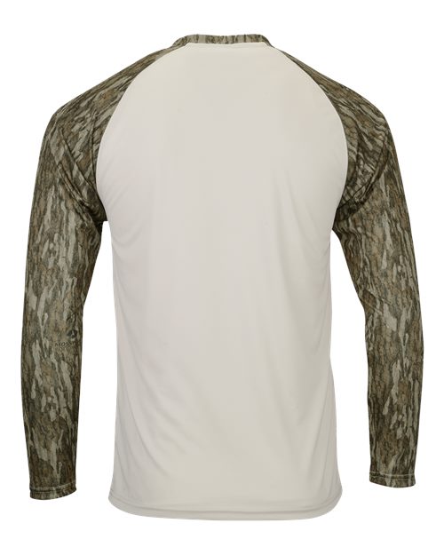 Custom EmbroideredParagon Men's Jackson Mossy Oak Colorblocked Long Sleeve T-Shirt 11697 Bottomland