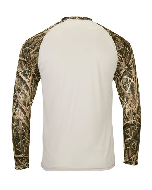 Custom EmbroideredParagon Men's Jackson Mossy Oak Colorblocked Long Sleeve T-Shirt 11697 Shadow Grass