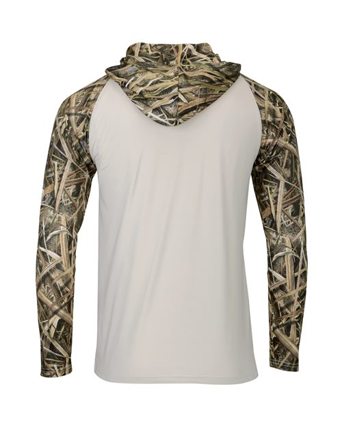 Custom EmbroideredParagon Men's Biloxi Performance Colorblocked Hooded Long Sleeve T-Shirt 11699 Shadow Grass