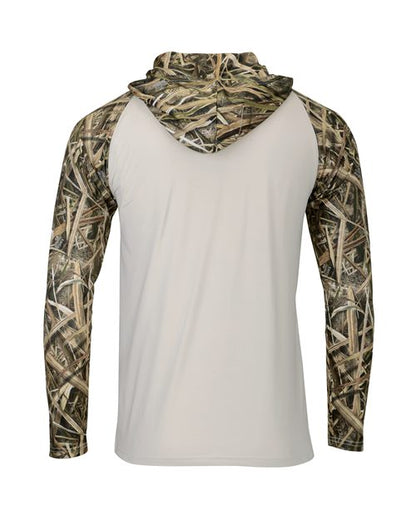 Custom EmbroideredParagon Men's Biloxi Performance Colorblocked Hooded Long Sleeve T-Shirt 11699 Shadow Grass