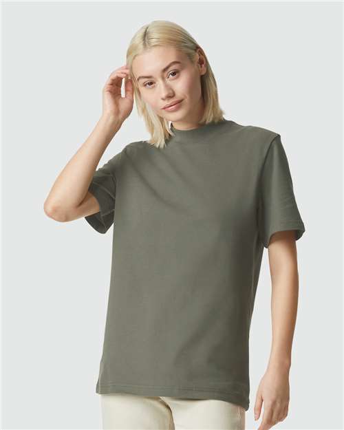 Custom Embroidered  American Apparel Pique Mockneck Tee 1PQ  