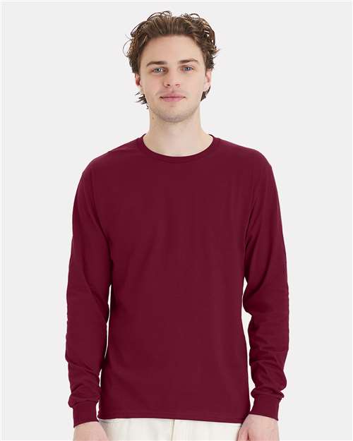 Hanes Essential-T Long Sleeve T-Shirt 5286 Athletic Cardinal