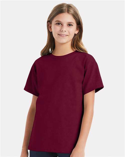 Custom Embroidered  Hanes Essential-T Youth T-Shirt 5480 Athletic Cardinal