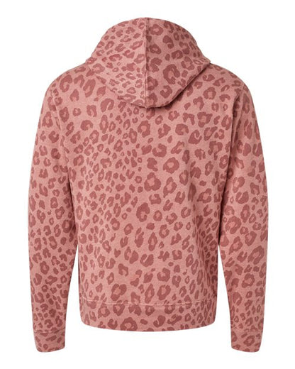 J. America Triblend Fleece Hooded Sweatshirt 8871 Dusty Rose Leopard Triblend