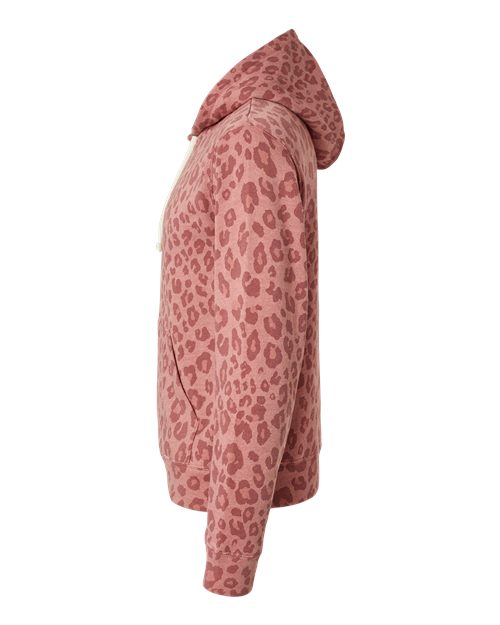 J. America Triblend Fleece Hooded Sweatshirt 8871 Dusty Rose Leopard Triblend