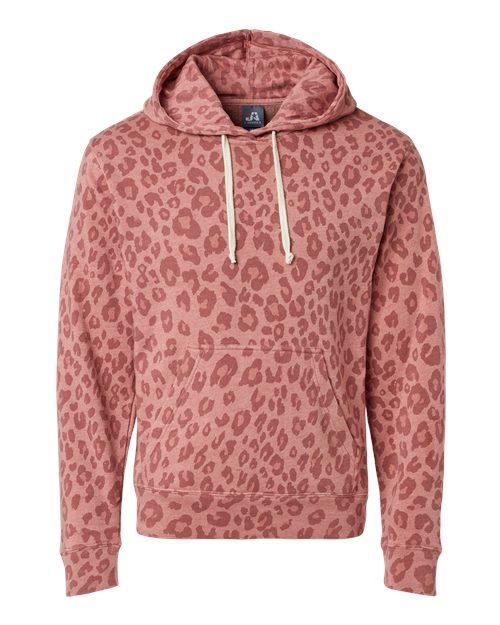 J. America Triblend Fleece Hooded Sweatshirt 8871 Dusty Rose Leopard Triblend