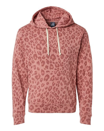 J. America Triblend Fleece Hooded Sweatshirt 8871 Dusty Rose Leopard Triblend