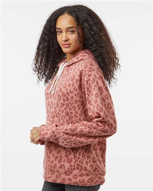 J. America Triblend Fleece Hooded Sweatshirt 8871 Dusty Rose Leopard Triblend