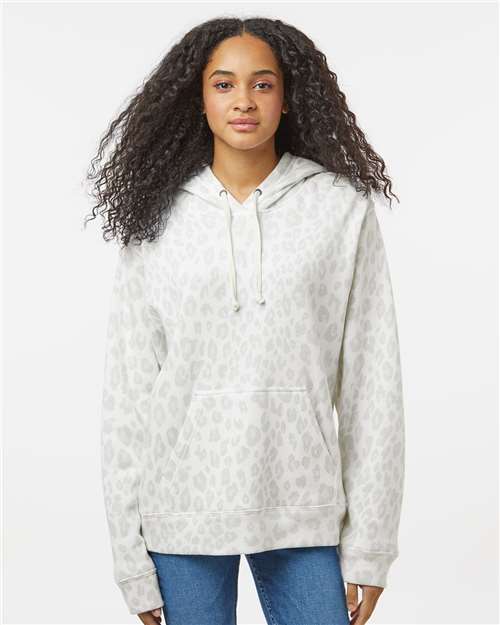 Custom Embroidered  J. America Triblend Fleece Hooded Sweatshirt 8871 Snow Leopard Triblend