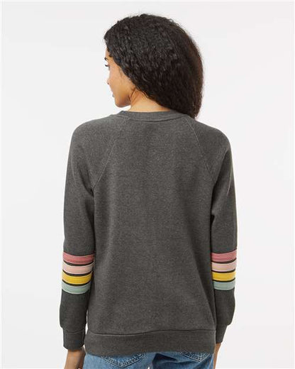 MV Sport Women's Striped Sleeves Crewneck Sweatshirt W23152