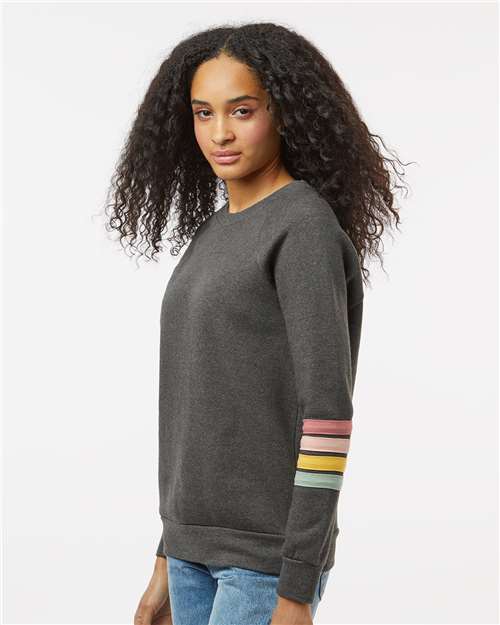 MV Sport Women's Striped Sleeves Crewneck Sweatshirt W23152