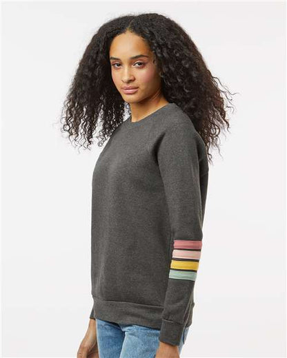 MV Sport Women's Striped Sleeves Crewneck Sweatshirt W23152