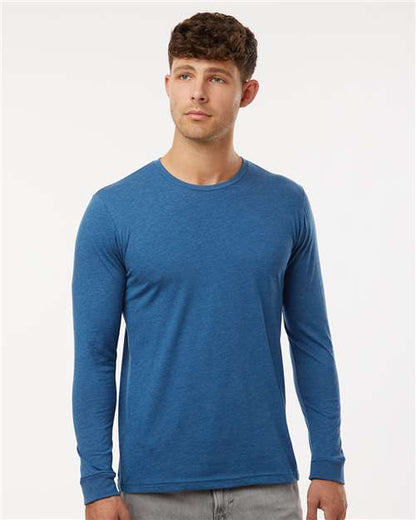 Custom Embroidered  Next Level CVC Long Sleeve T-Shirt 6211 Heather Cool Blue