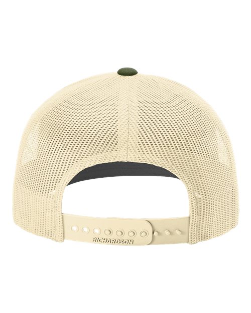 Richardson Snapback Trucker Cap 112 Heather Grey/ Birch/ Army Olive Custom Embroidered Business Logo