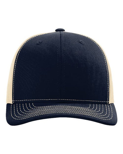 Richardson Snapback Trucker Cap 112 Navy/ Charcoal Custom Embroidered Business Logo