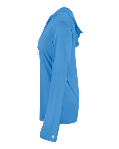 Badger Women's B-Core Long Sleeve Hooded T-Shirt 4165 Columbia Blue