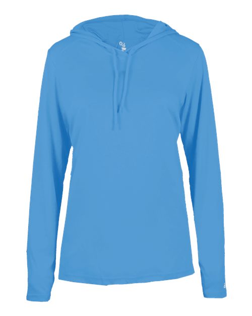 Badger Women's B-Core Long Sleeve Hooded T-Shirt 4165 Columbia Blue