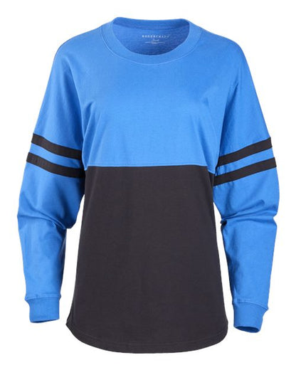Boxercraft Women's Pom Pom Long Sleeve Jersey T-Shirt BW3514 Collegiate Blue/ Blue/ Black