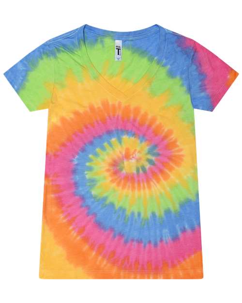 Colortone Women's Tie-Dyed V-Neck T-Shirt 1075
