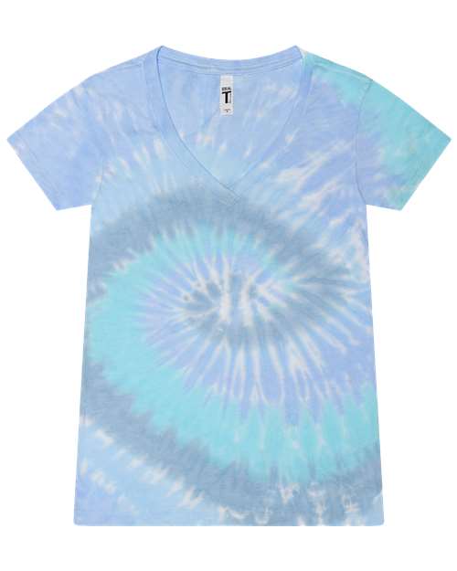Colortone Women's Tie-Dyed V-Neck T-Shirt 1075