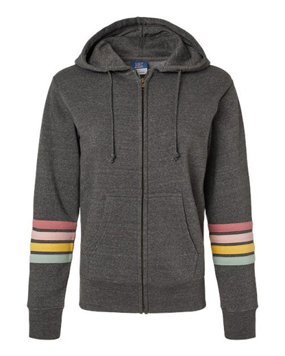 MV Sport Women's Striped Sleeves Full-Zip Hooded Sweatshirt W22732
