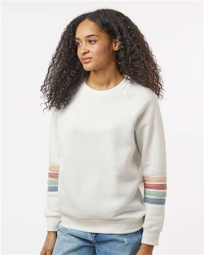 MV Sport Women's Striped Sleeves Crewneck Sweatshirt W23152