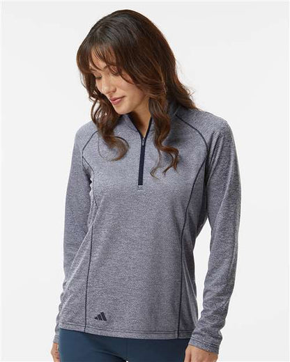 Adidas Women's Space Dyed Quarter-Zip Pullover A594 Custom Embroidered Business Logo