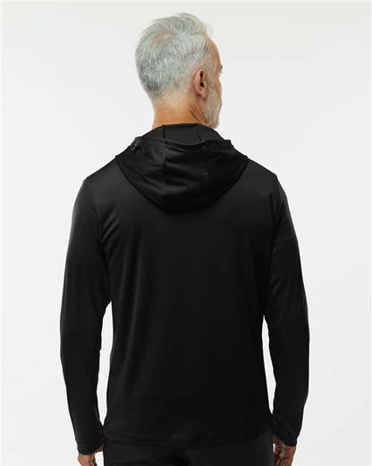 Adidas Lightweight Performance Quarter-Zip Hooded Pullover A596 Custom Embroidered Business Logo