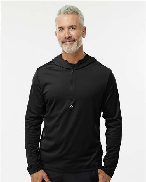 Adidas Lightweight Performance Quarter-Zip Hooded Pullover A596 Custom Embroidered Business Logo