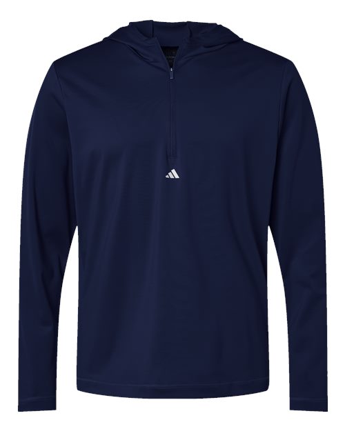 Adidas Lightweight Performance Quarter-Zip Hooded Pullover A596 Custom Embroidered Business Logo