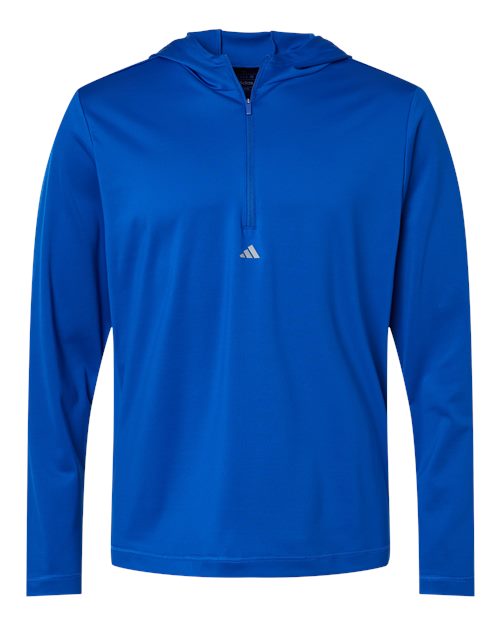 Adidas Lightweight Performance Quarter-Zip Hooded Pullover A596 Custom Embroidered Business Logo