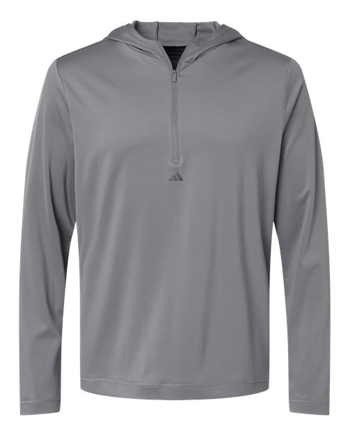 Adidas Lightweight Performance Quarter-Zip Hooded Pullover A596 Custom Embroidered Business Logo