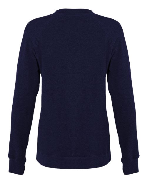 Custom EmbroideredBadger Women's FitFlex French Terry Crewneck Sweatshirt 7998 Navy