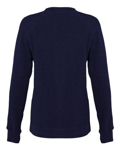 Custom EmbroideredBadger Women's FitFlex French Terry Crewneck Sweatshirt 7998 Navy
