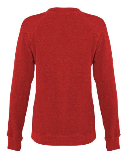 Custom EmbroideredBadger Women's FitFlex French Terry Crewneck Sweatshirt 7998 Red