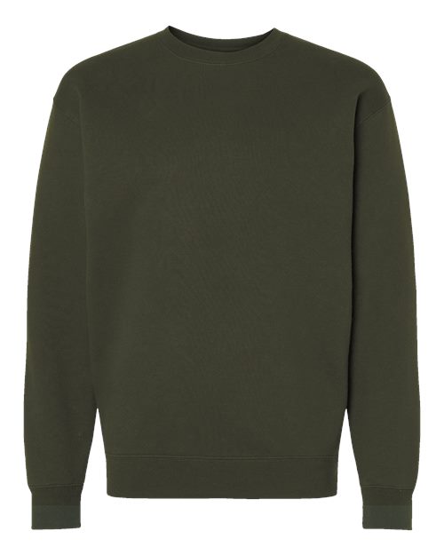 Independent Trading Co. Heavyweight Crewneck Sweatshirt IND3000 Army Custom Embroidered Business Logo