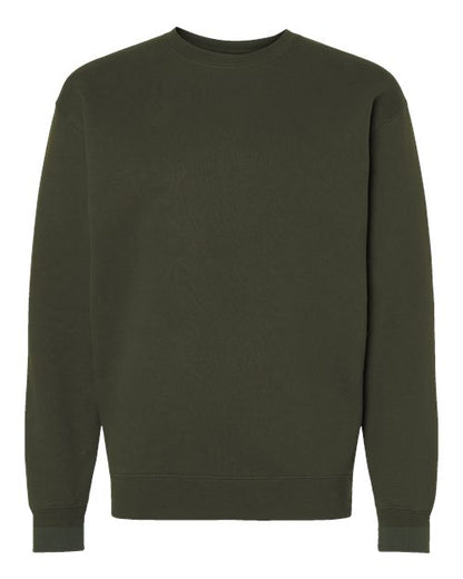 Independent Trading Co. Heavyweight Crewneck Sweatshirt IND3000 Army Custom Embroidered Business Logo