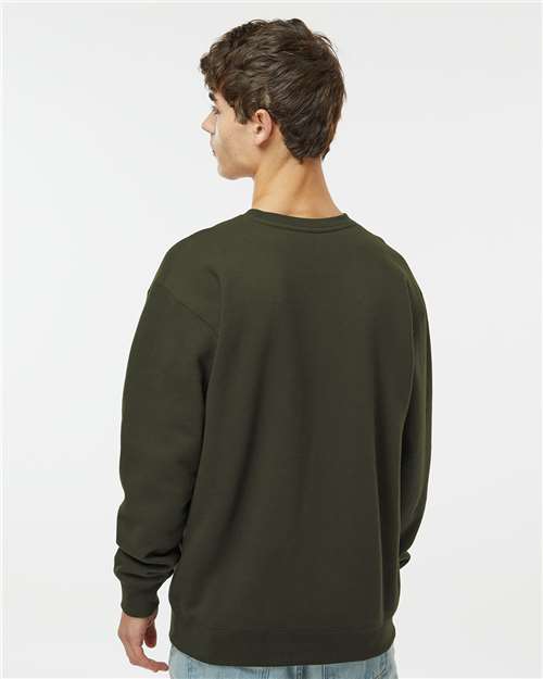Independent Trading Co. Heavyweight Crewneck Sweatshirt IND3000 Army Custom Embroidered Business Logo