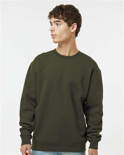 Custom Embroidered  Independent Trading Co. Heavyweight Crewneck Sweatshirt IND3000 Army