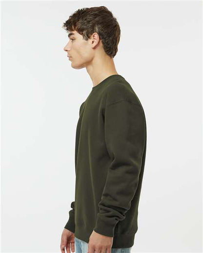 Independent Trading Co. Heavyweight Crewneck Sweatshirt IND3000 Army Custom Embroidered Business Logo