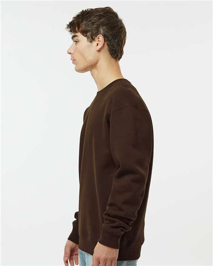 Independent Trading Co. Heavyweight Crewneck Sweatshirt IND3000 Brown Custom Embroidered Business Logo
