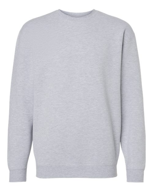 Independent Trading Co. Heavyweight Crewneck Sweatshirt IND3000 Grey Heather Custom Embroidered Business Logo