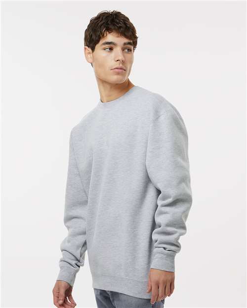 Independent Trading Co. Heavyweight Crewneck Sweatshirt IND3000 Grey Heather Custom Embroidered Business Logo