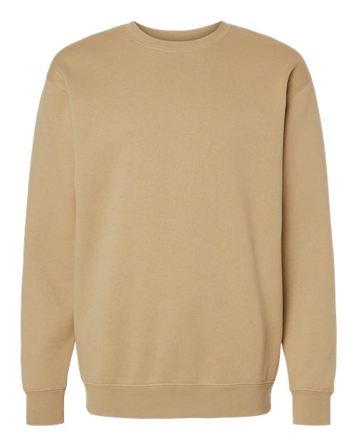 Independent Trading Co. Heavyweight Crewneck Sweatshirt IND3000 Sandstone Custom Embroidered Business Logo