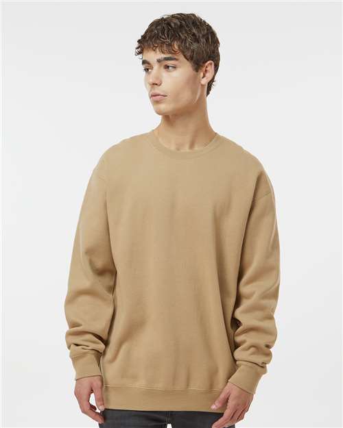 Custom Embroidered  Independent Trading Co. Heavyweight Crewneck Sweatshirt IND3000 Sandstone