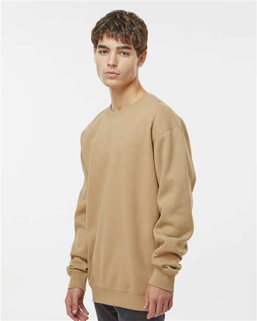 Independent Trading Co. Heavyweight Crewneck Sweatshirt IND3000 Sandstone Custom Embroidered Business Logo