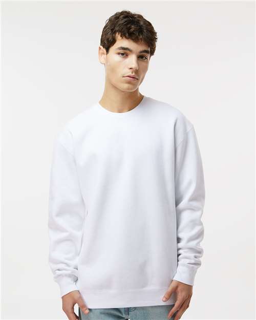 Custom Embroidered  Independent Trading Co. Heavyweight Crewneck Sweatshirt IND3000 White